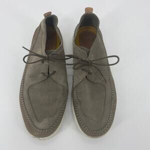 CLARKS Mens Suede Moccasin Shoe Beige Size 10.5 Stitch Detail Comfort Loafer